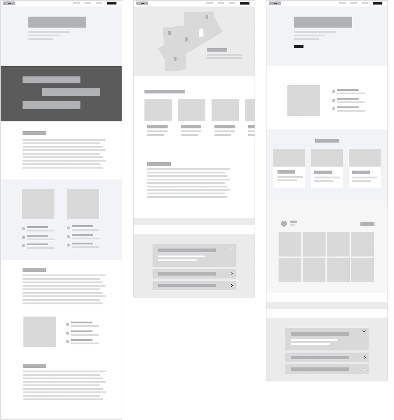 Website wireframes