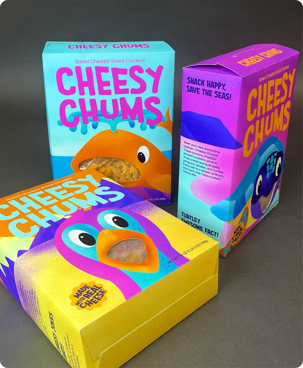 Cheesy Chums side of boxes