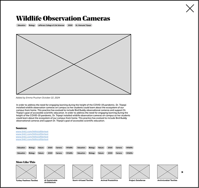 Wireframe for timeline navigation