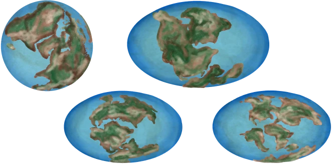 Continental drift globe illustrations