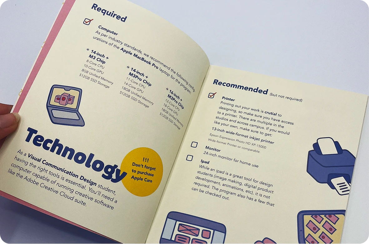 New Student Essentials Booklet open to Technology section